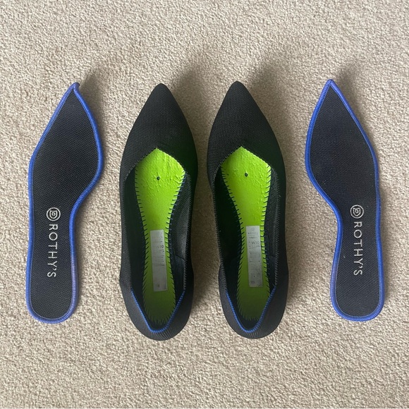 Rothy’s Black Pointed Toe Flats Slip On Shoes Size 10 (Fits like  9.5) - Picture 6 of 8